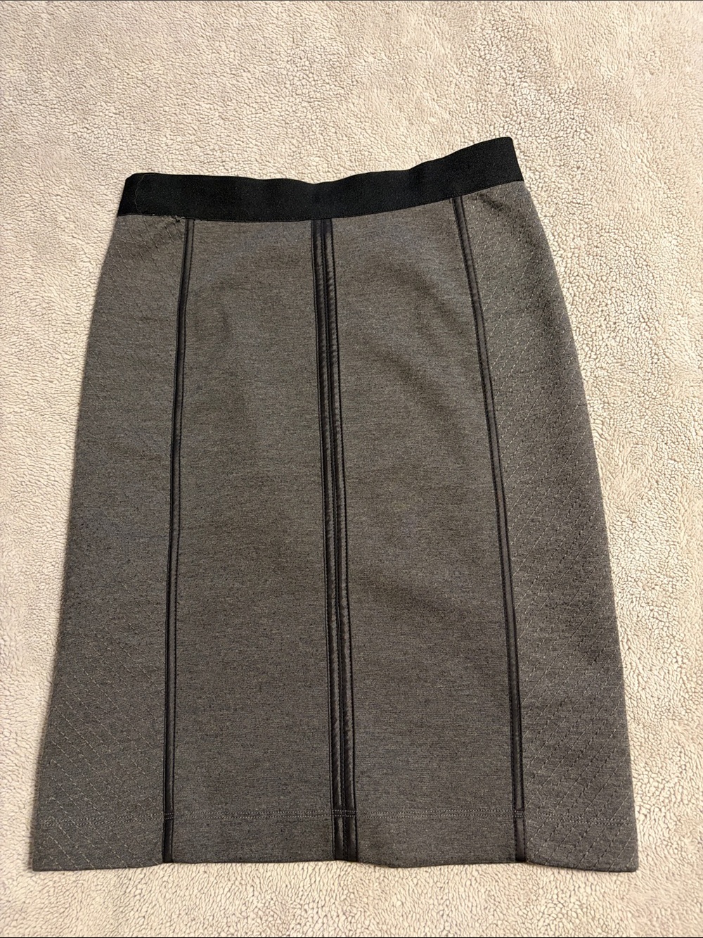 BCBGMaxAzria Gray Pencil Skirt with Black Waistband